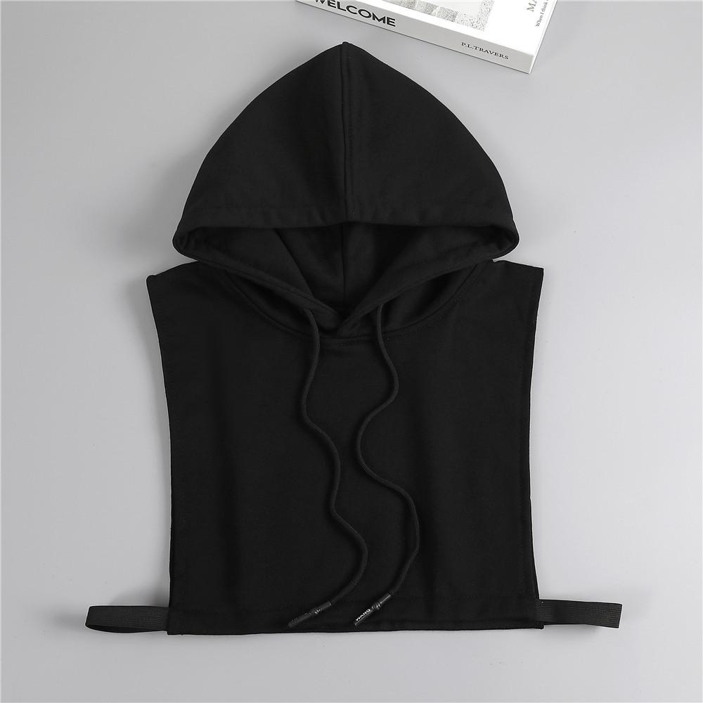 Women Girls Fake Collar with Hoodie Cap Autumn Ladies Half-Shirts Sweater Decorative Sunscreen Hat Clothes Accessories