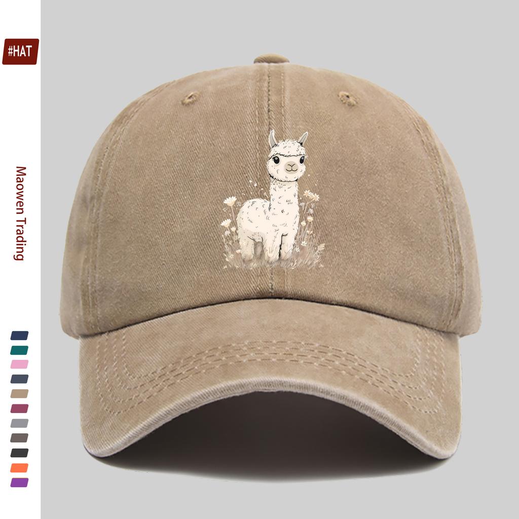 pc Cute Alpaca Print Baseball Cap Fashion Trucker Papa Hat Comfortable Lightweight Headwear Adjustable Strap Papa Hat Casua