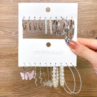 Модные серьги-кольца в виде бабочки и змеи, женские преувеличенные большие круглые металлические серьги серебряного цвета, модные ювелирные изделия, подарки