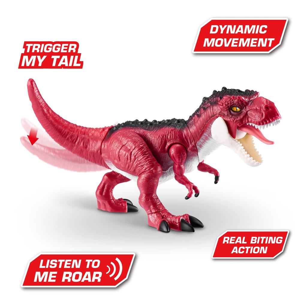 ZURU Robo Alive Dino Action Dinosaur Toy with Real Biting Action and Lifelike Roaring Powered Robot Interactive Electronic Reptile Toy for Boys T-Rex