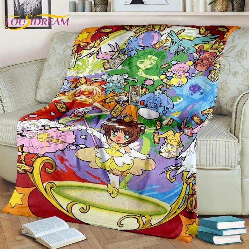 Одеяло с аниме-картой Captor Sakura, мультяшное одеяло Sakura-Star Crest, фланелевое одеяло, розовое одеяло для дивана-кровати, декор комнаты для девочек
