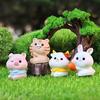 Tiny Resin Animals Figurine Mini Tiger Cat Bunny Cow Miniature Statue for Dollhouse Fairy Garden Terrariums Plant Pot Ornaments Cake Topper
