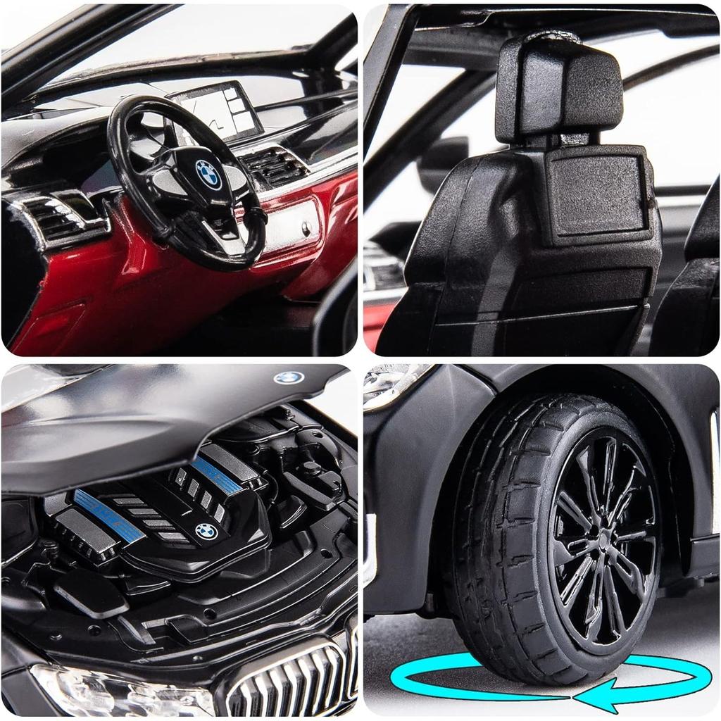Модель автомобиля BMW 760 в масштабе 1/24, игрушечный автомобиль из цинкового сплава со звуком и светом для детей, подарок для мальчиков и девочек