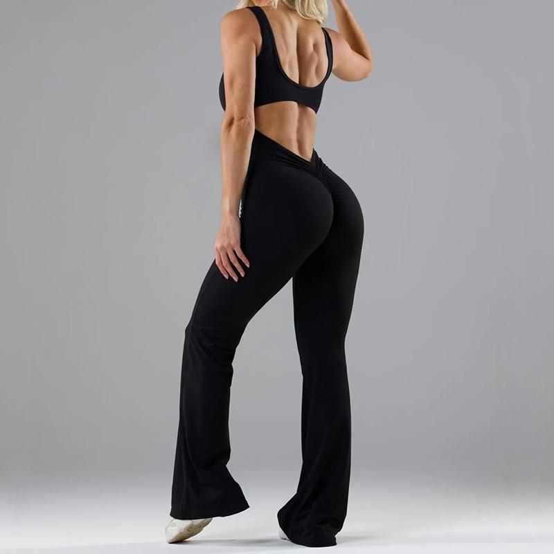 Women's Fashion Tight Yoga Jumpsuit Casual Seamless Hollow Out Sports Style Jumpsuit