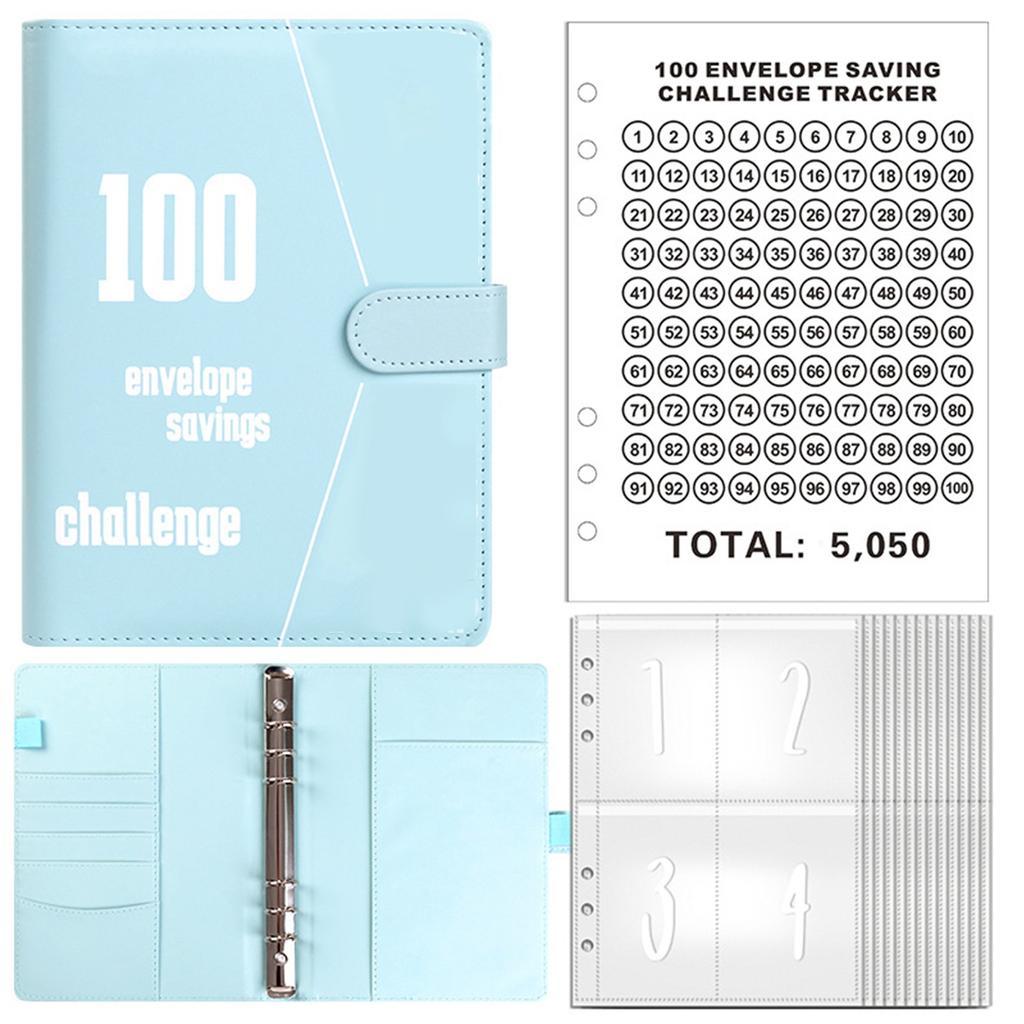 100-дневный челлендж по экономии денег Папка-регистратор | Конверт сбережений Журнал для целей экономии денег