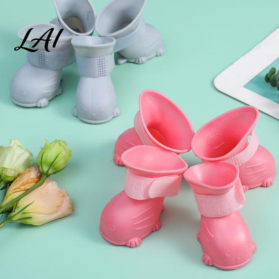 Sturdy Outdoor Shoes for Medium Dogs 4Pcs Waterproof Dog Shoes Rain Boots with Skid-resistant Soles Adjustable Anti Slip Puppy Paw Covers