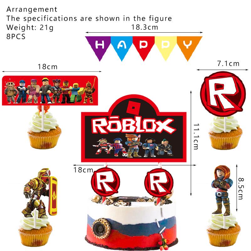 Roblox Game Party Supplies: Virtual World Plates, Cups, Hats Set