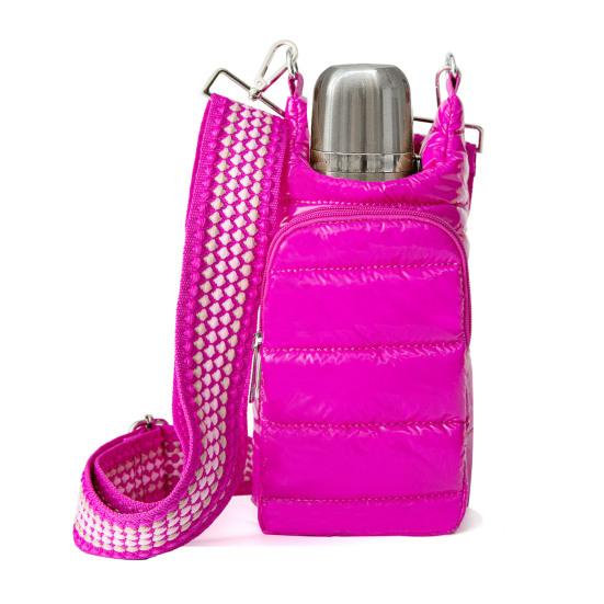 Сумка для бутылки с водой из хлопка с регулируемым ремешком, двумя карманами на молнии, водонепроницаемая, для улицы