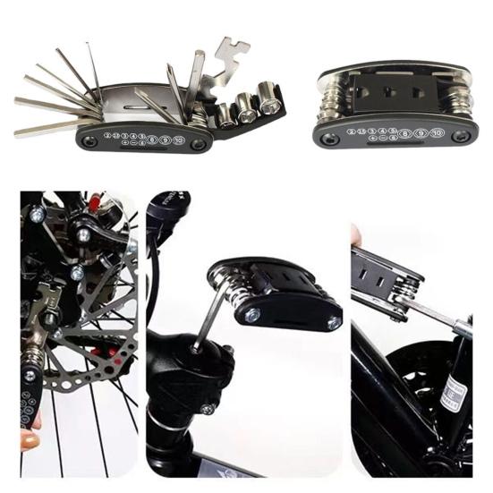 Наборы для ремонта велосипедов 16 в 1, многофункциональный велосипедный инструмент с лопатками для шин, шестигранный ключ для спиц, складной