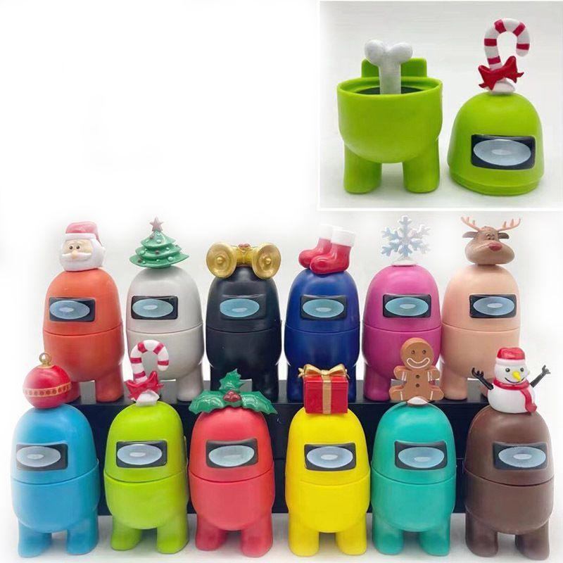 12pcs Among Christmas Us Action Figure Crewmate Impostor Game Car Decor Desktop