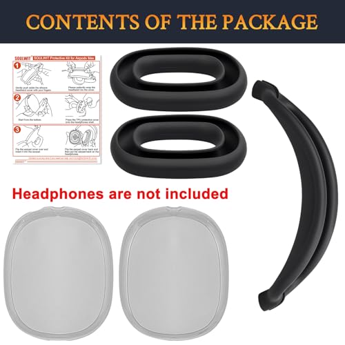 Защитные аксессуары SOULWIT для AirPods Max: Чехол из ТПУ + Чехол для оголовья + Чехол для амбушюр, Многофункциональный защитный комплект, Устойчивый к царапинам, Потоотделение-Р