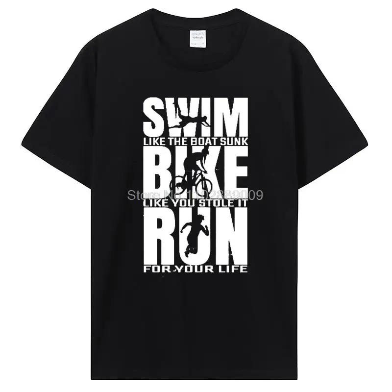 Triathlon Triathlete Runninger Swimmings Bikings Funny T Shirt Summer Short Sleeve Streetwear T-Shirt Cotton Tees Black