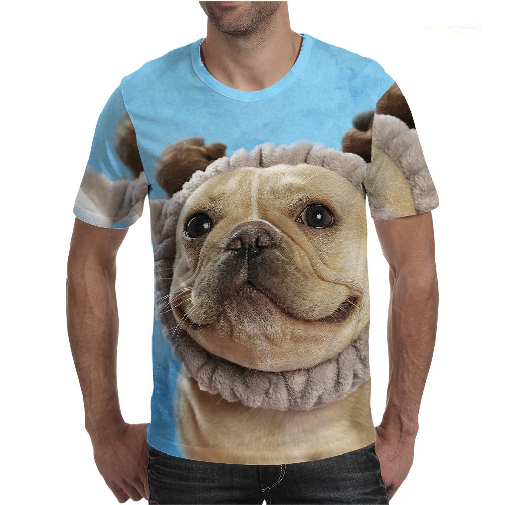Bulldog Men's T Shirt O Neck Short Sleeve Animal Funny Graphic Streetwear Summer Male