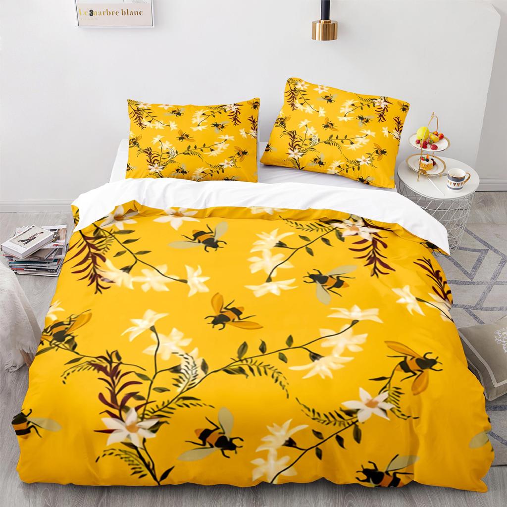 Home Textile Bee Quilt Cover Digital Printing Three-Piece 3D