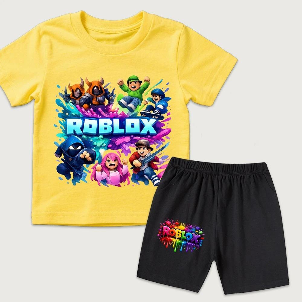 Game Character Cartoon Printed Kids T-shirt and Shorts 2 Piece Set Summer Casual Outfit for Boys and Girls Childrens Clothing