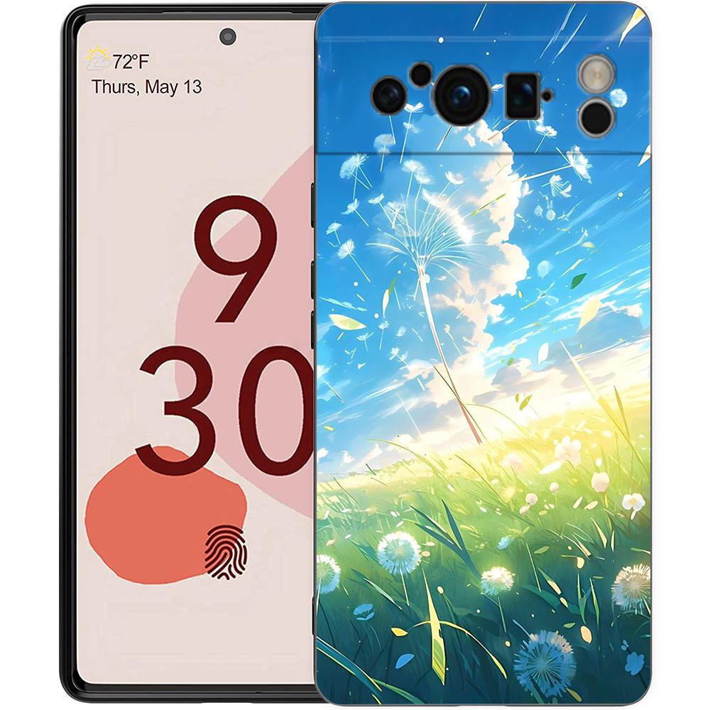 Роскошный чехол из ТПУ для Google Pixel 9 8 8A 7 7A 6 Pro XL 6A 5G Мультяшный Небо Черный Мягкая задняя крышка