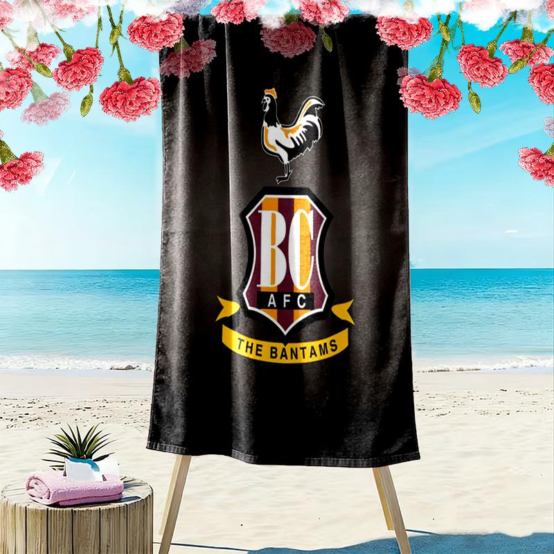 Пляжное полотенце Bradford City AFC, Большое, Мягкое, Быстросохнущее, для Пляжа, Кемпинга, Плавания