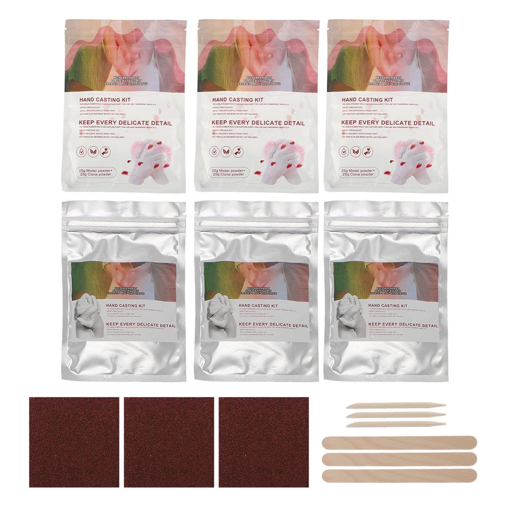 3 Sets Hand Molding Tools Plaster Hand Model Casting Kit for Couples Newborn Wedding Anniversary 25g