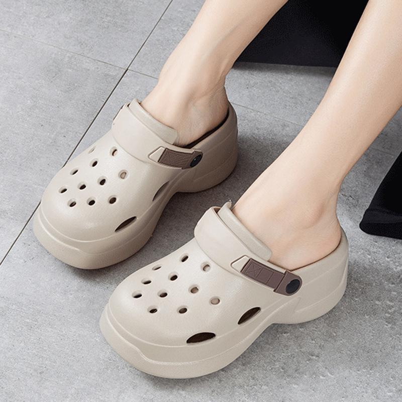 Женские сандалии на толстой платформе с толстой подошвой из ЭВА-танке для женщин 2025 года, нескользящие пляжные шлепанцы, дышащая садовая обувь