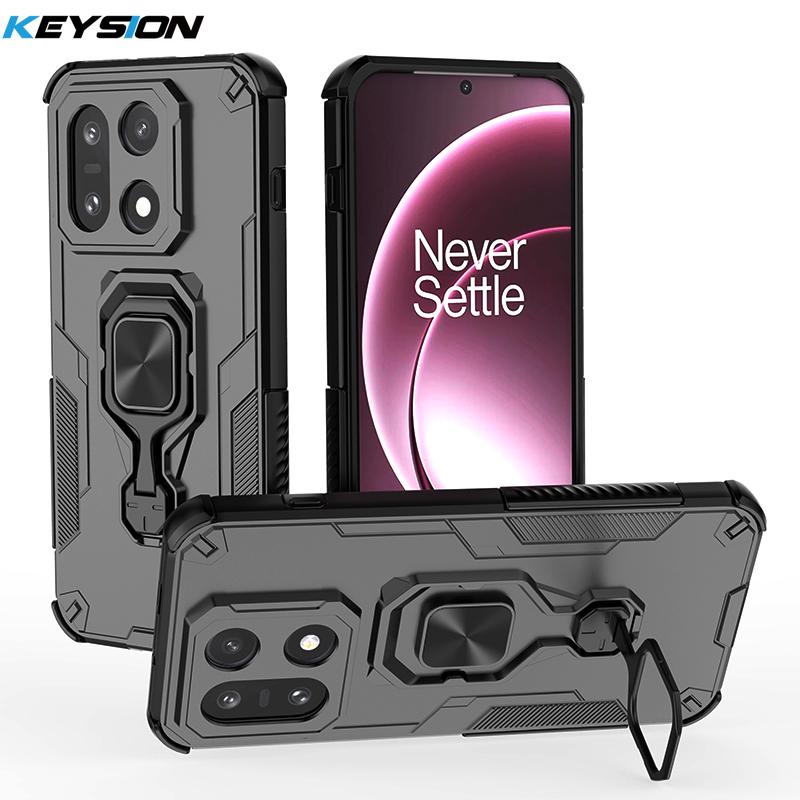 KEYSION Противоударный бронированный чехол для OnePlus 15 5G Силикон+ПК Вертикальная металлическая подставка-кольцо для телефона Задняя крышка для One Plus 1+ 15