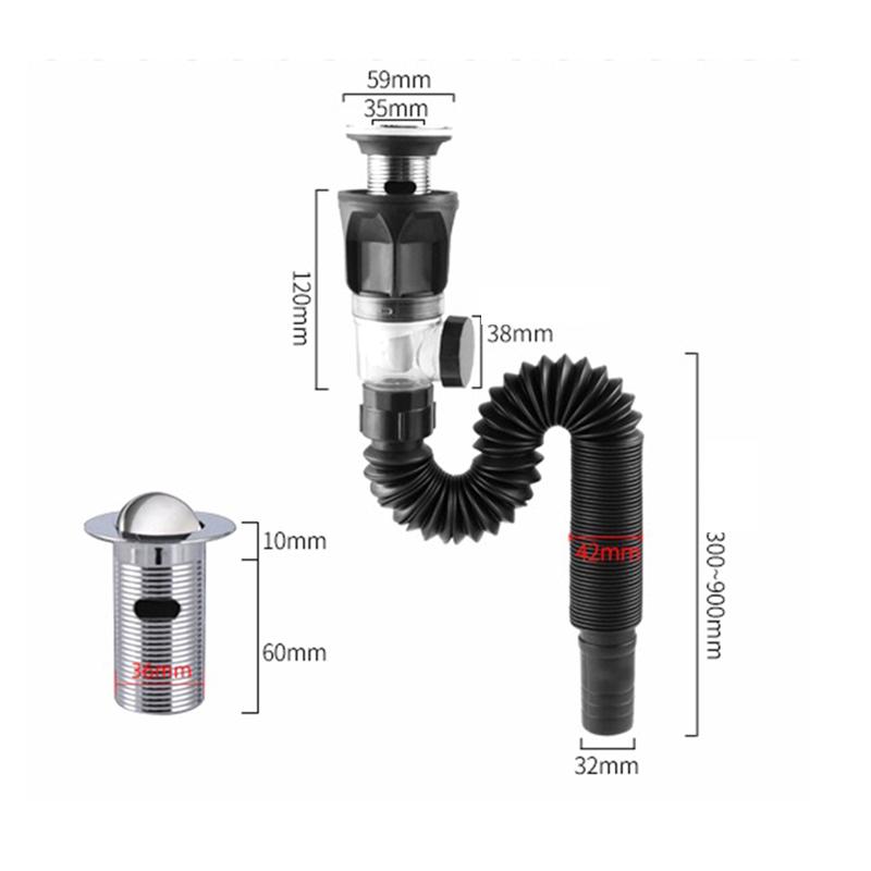 Universal Flip Stainless Steel Washbasin Washbasin Sink Wall Drainage Pipe Kitchen Bathroom Accessories Anti Odor Drainage Pipe