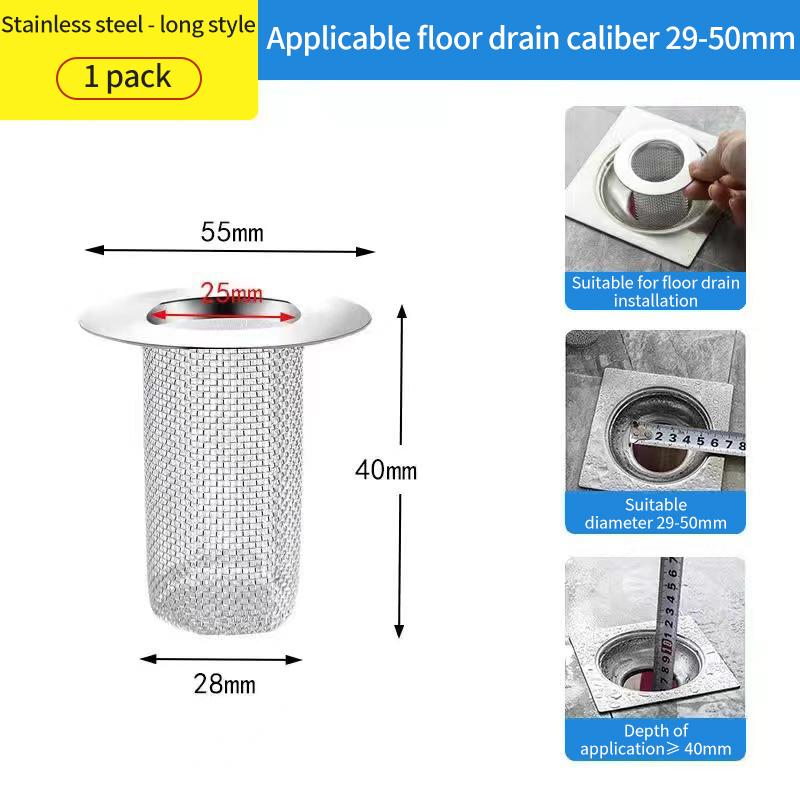 Floor Drain Filter Multifunctional Steel Filter Mesh Basket Filter Hair Trap Bathroom Kitchen Sink Anti-clog Slag Strainer
