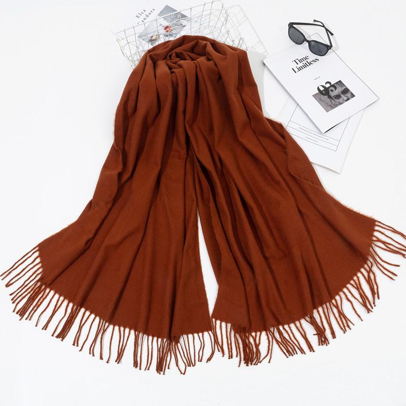 70*200 см осенне-зимний новый женский кашемировый шарф однотонный имитация кашемира шарф толстая вышитая кашемировая шаль