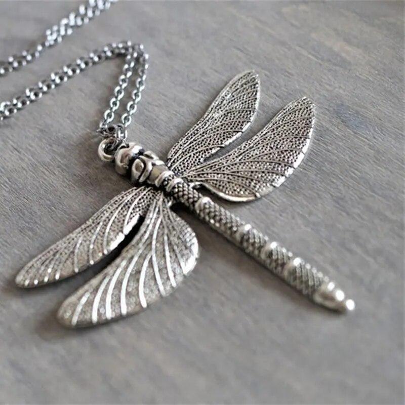 Large Dragonfly Pendant Long Chain Necklace Boho Long Necklace Good Luck Butterfly Necklace for Women