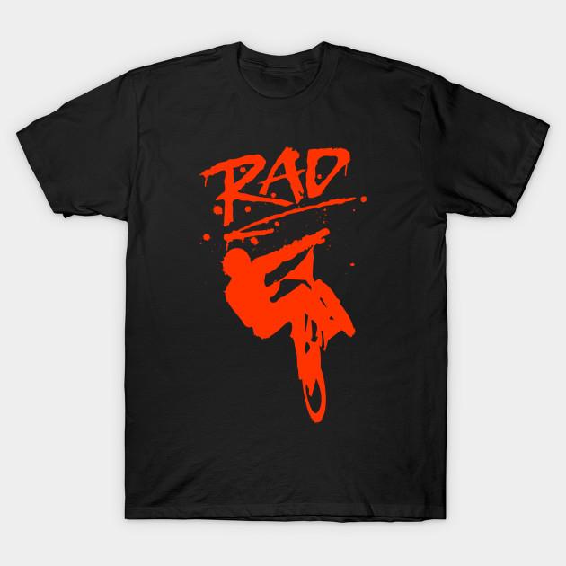 Asian Size Men Black Print T-shirt Rad Graffiti Redesign With Radical Bmx Bike No-Cut Heat Transfer Print Cotton Tshirt