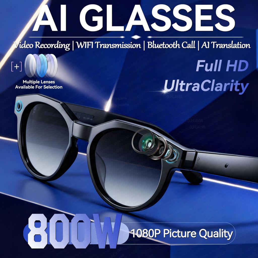 1080P HD Умные очки с ИИ Чат GPT 8 МП Камера Bluetooth-звонок Батарея 290 мАч Передача по WIFI Водонепроницаемые Умные очки Перевод в реальном времени унисекс
