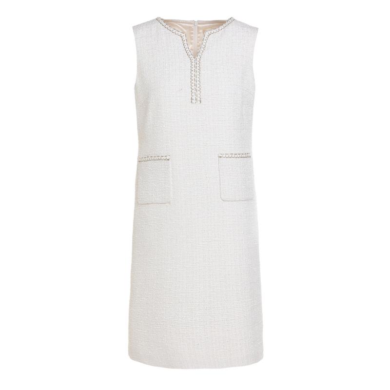 Elegant V-neck Tank Top Skirt with Wool Blend