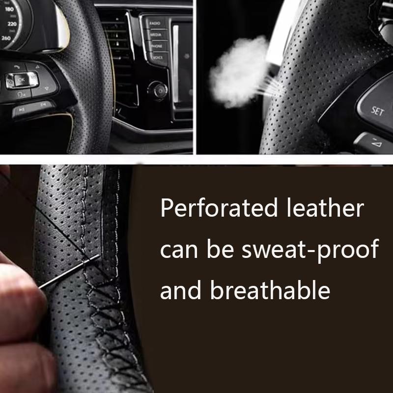Leather for Volkswagen VW ID3 ID4 Crozz ID6 Crozz X Teramont Beetle Golf 8 7 CC Talagon Diy Hand Sewing Car Steering Wheel Cover  xzs7