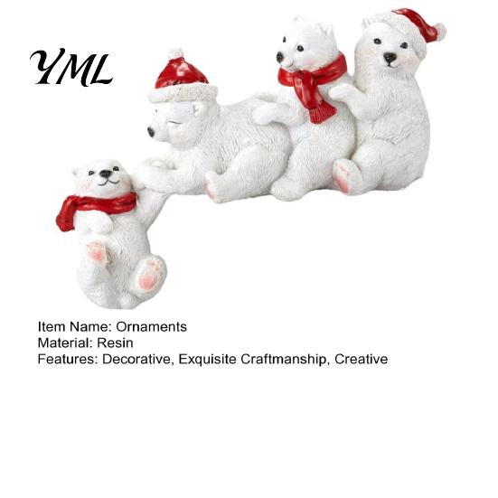 Polar Bear Figurines for Shelf Resin Ornament, White Hanging Figurine with Hat And Scarf Nordic Style Decor Christmas Holiday Decoration, Cute Winter