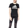 adidas Футболка женская с коротким рукавом и принтом логотипа спереди, дышащая, повседневная, черная CV4561