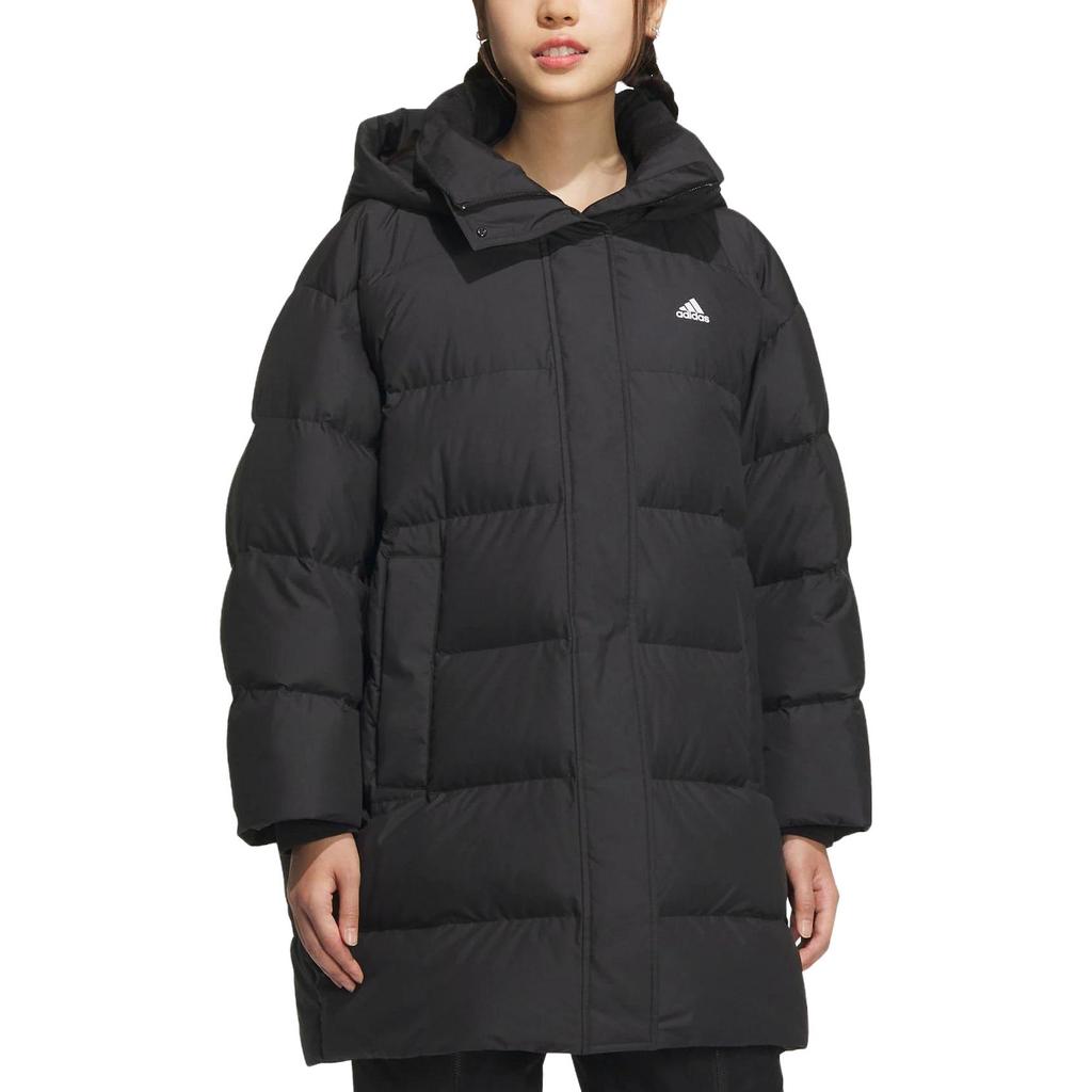 Adidas Длинная спортивная повседневная куртка с капюшоном, ветрозащитная, водонепроницаемая, женская куртка черного цвета IV7556