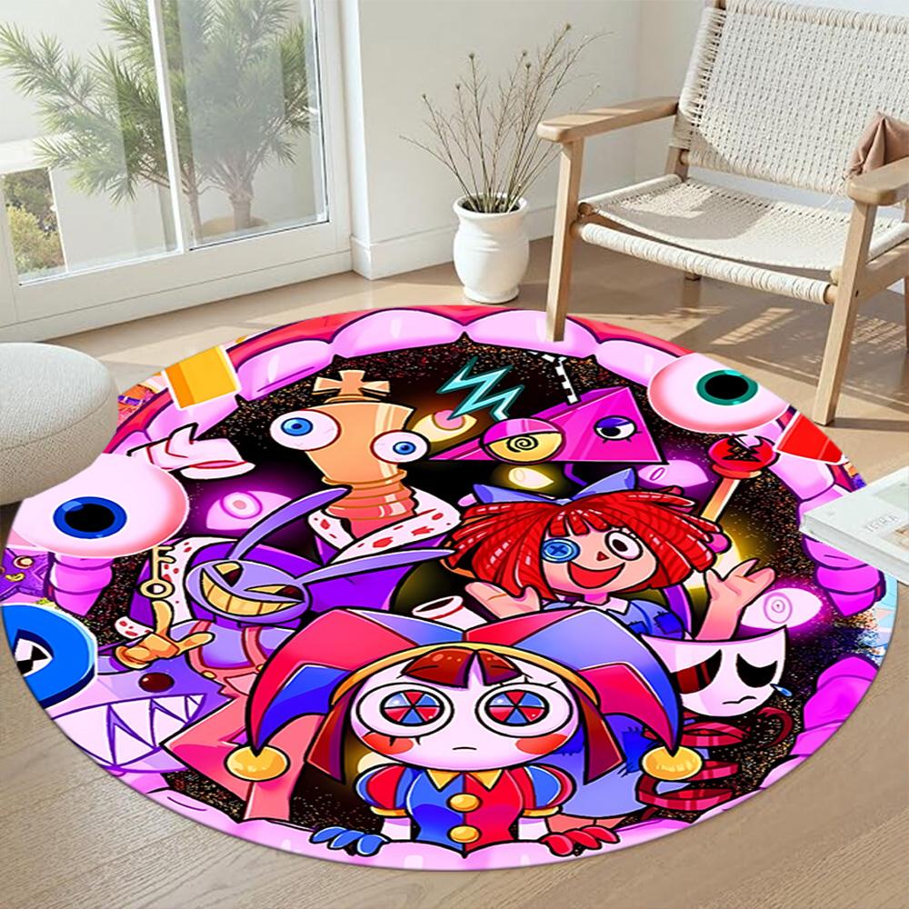 Pomni Round Floor Rug Design for Living Rooms Dormitory Dining Room Hallway Anti-slip Round Rug Office home decor Gift for Festivals