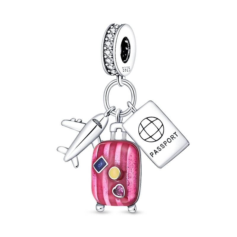Шарм Оригинальный 925 Серебро Шармы Подвески Любовь Путешествия Жизнь DIY Бусины для Браслета Ожерелья Шармы Женские Ювелирные Изделия Изготовление