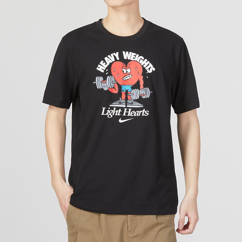 Nike Cartoon Letter Pattern Printed Sports Casual Round Neck Short Sleeve T-Shirt Men Tops Black DZ2744-010