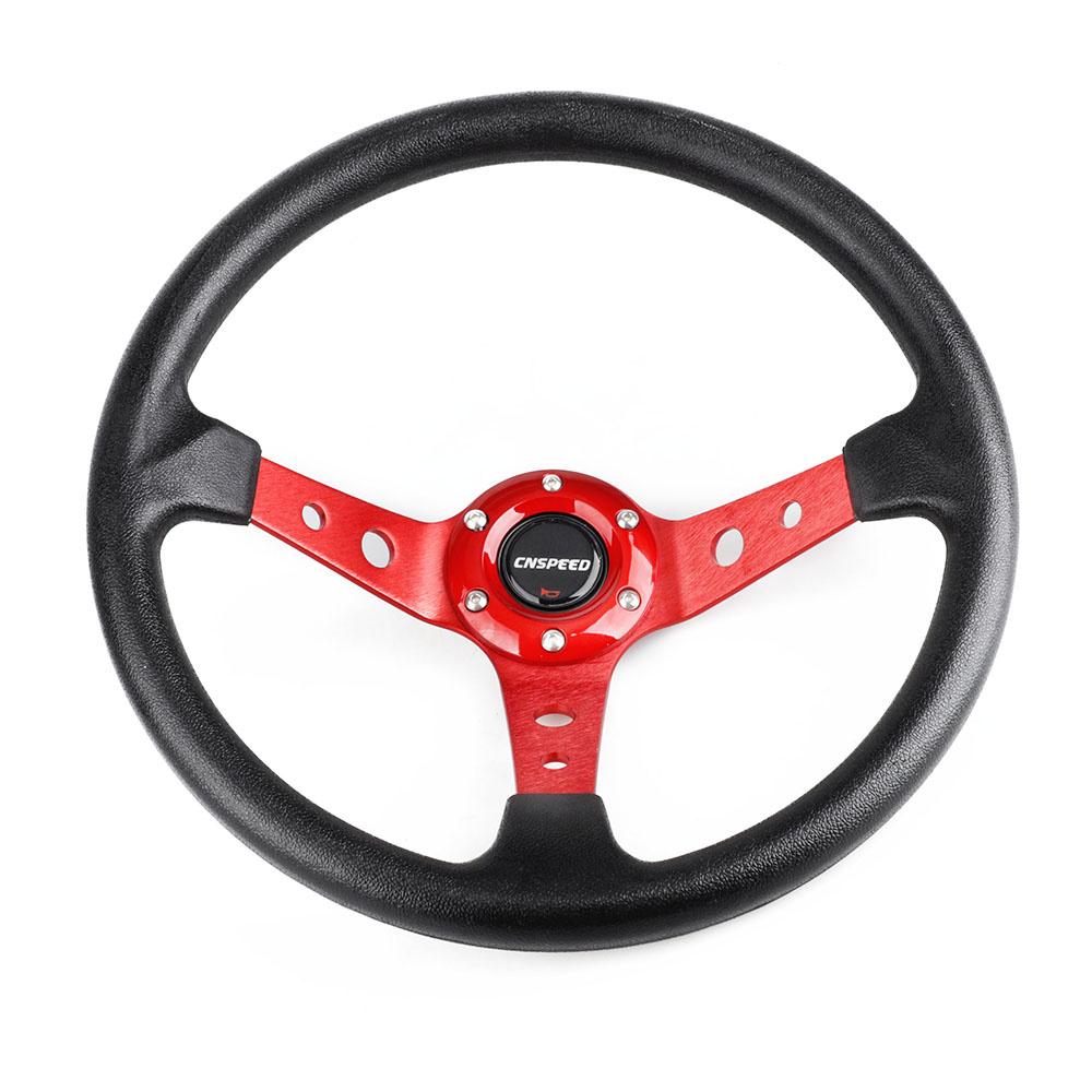 Deep Dish Corn Universal Racing PU Leather Steering Wheel 350mm 14inch Aluminum Alloy Auto Sport Drifting Steering Wheels 92mm