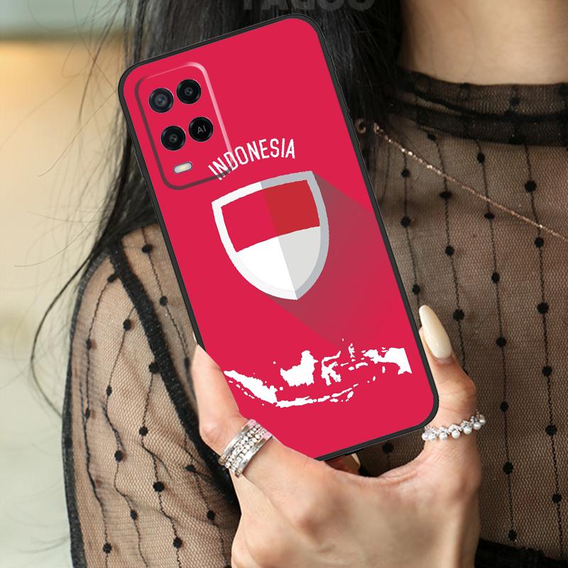 Чехол-карта с флагом Индонезии для Oppo A74 A94 A54 A80 A60 A40 A18 A38 A58 A78 A98 A96 A76 A16 A15 A17 A57 A77 A5 Pro