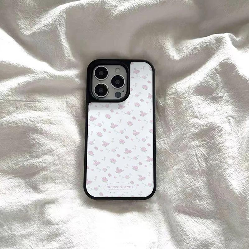 Ins ветер нежный цветочный аппликация IPhone17pro чехол для мобильного телефона 15 свежий 16 матовый PC13 женский 14 большие отверстия