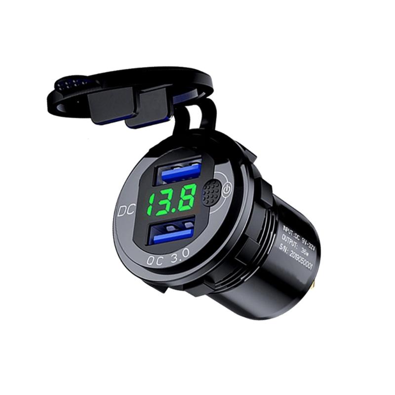 Универсальное зарядное устройство для телефона 12-24 В USB QC3.0, адаптер питания, вольтметр, зарядное устройство для мобильного телефона, GPS, планшета, для автомобиля, RV, лодки