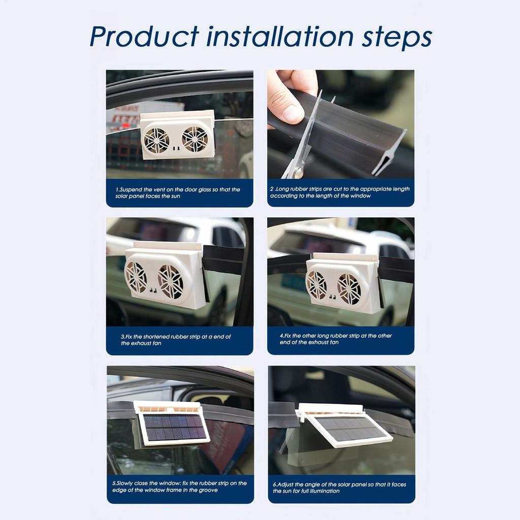 Solar Powered Fan for Car Solar Energy Cooling Window Fan Cooler Ventilation System Effective Vehicle Air Purifier for Lovers