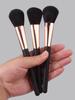 3-piece Beginner Makeupbrush Set,black Soft-bristled Loose Powderblush Brush,strong Powdergrasping,easy To Usefacial Makeuptools