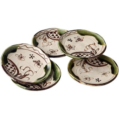 Маленький набор тарелок xx Shiokusa Kiln Oribe Madotsuru Тарелки Керамика Seto Ware Сделано в Японии Ale-net W13.6 D13.6 H2.8cm