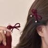 Красный бархатный бант заколка для волос - Осенне-зимняя коллекция для женщин