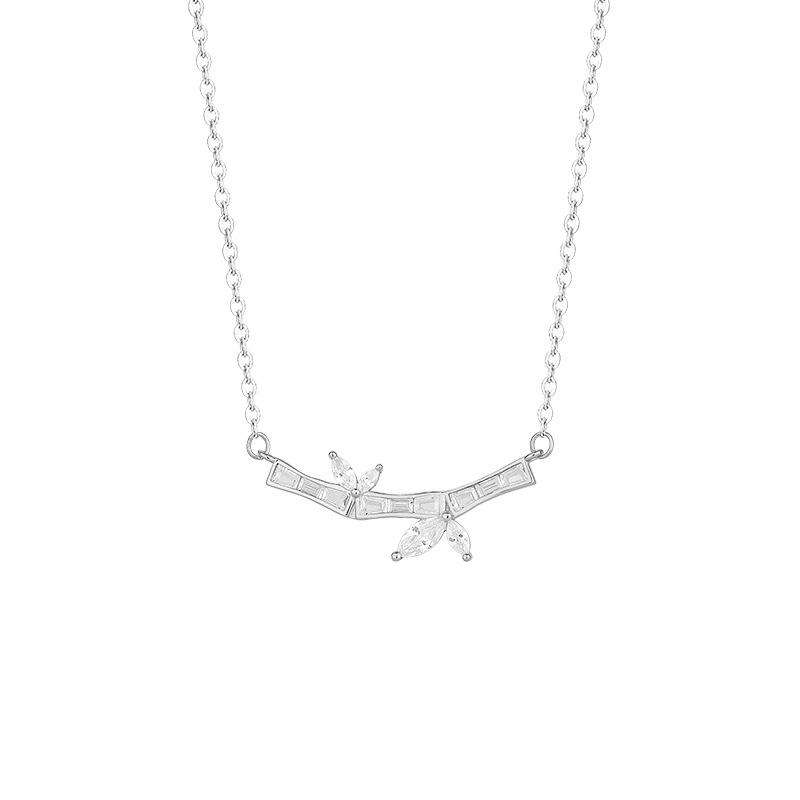 Маленькое и роскошное высококачественное ожерелье из бамбуковых листьев для женщин, универсальная цепочка на ключицу