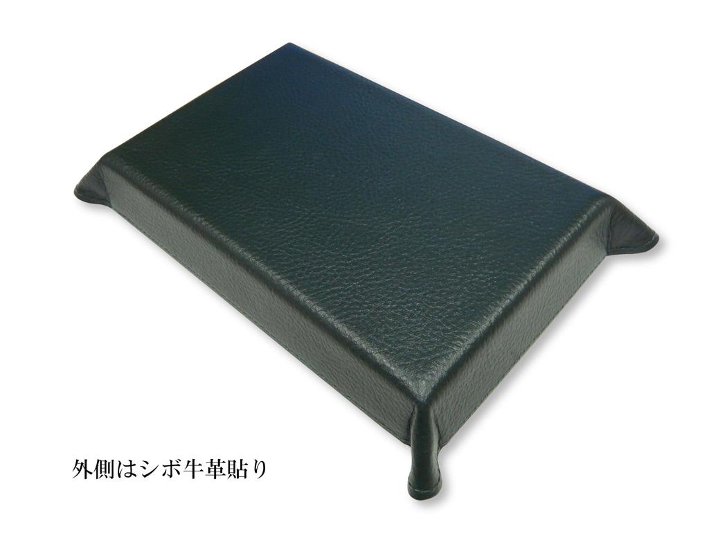 Japanese moss green cowhide pen tray with slide measuring stick and slim rotating ballpoint pen blue set, TRAMG-708W-PD04-L