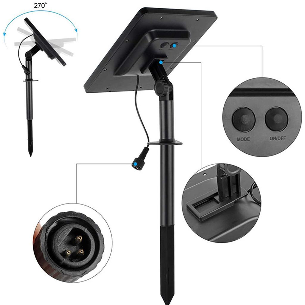 Solar Water Pump with 5 LED Color Light 7pcs Nozzle Kit Solar Fountain Pump 170L/H Max Flow 40-60cm