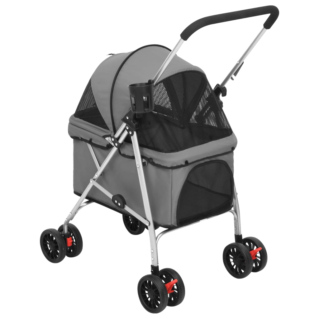 Foldable Dog Stroller Gray 76x50x100 cm Oxford Fabric